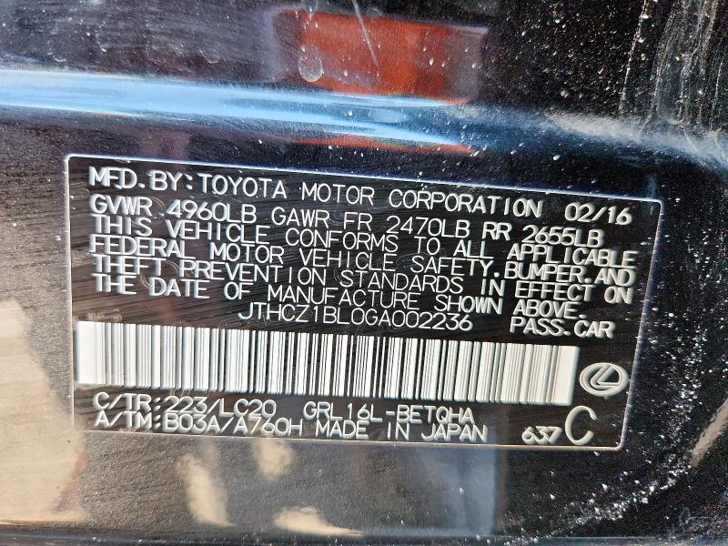 JTHCZ1BL0GA002236 - 2016 LEXUS GS 350 BLACK photo 12