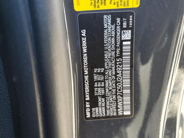 WMWXP7C50J2A49215 - 2018 MINI COOPER S GRAY photo 13