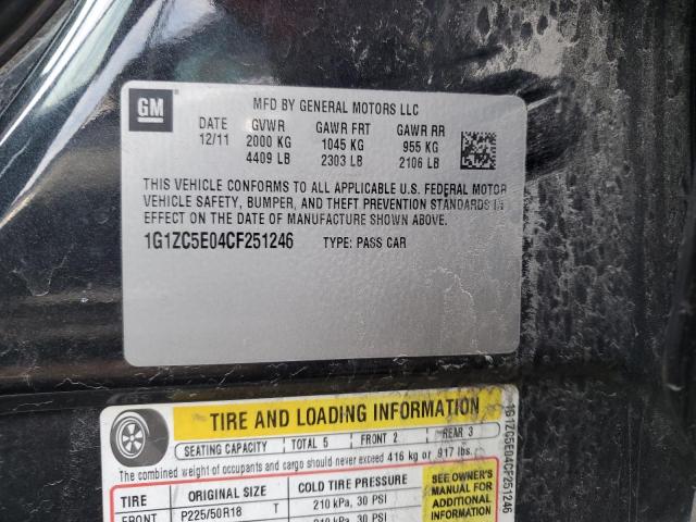 1G1ZC5E04CF251246 - 2012 CHEVROLET MALIBU 1LT BLACK photo 12