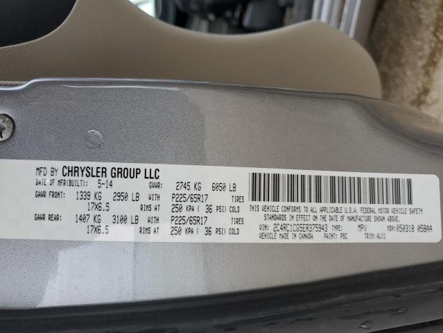 2C4RC1CG5ER375943 - 2014 CHRYSLER TOWN & COU TOURING L SILVER photo 13