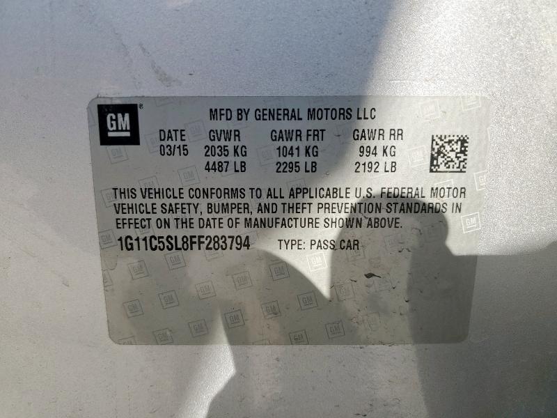 1G11C5SL8FF283794 - 2015 CHEVROLET MALIBU 1LT SILVER photo 13