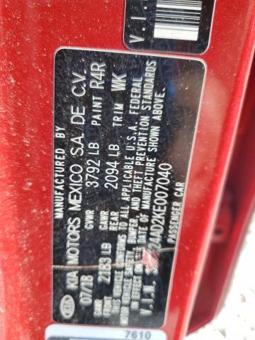 3KPF24AD2KE007040 - 2019 KIA FORTE FE Қызыл фото 12