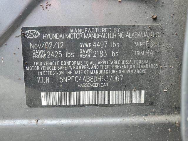 5NPEC4AB8DH637067 - 2013 HYUNDAI SONATA SE ნაცრისფერი ფოტო 12