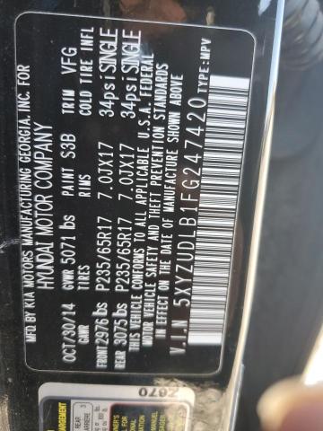 5XYZUDLB1FG247420 - 2015 HYUNDAI SANTA FE S BLACK photo 13