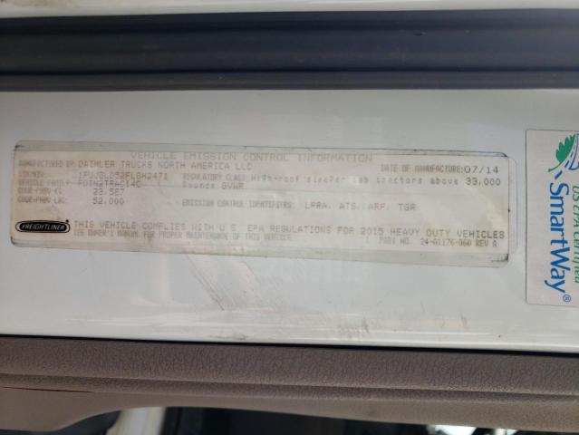 1FUJGLD52FLGH2471 - 2015 FREIGHTLINER CASCADIA თეთრი ფოტო 10