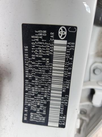 5YFEPMAEXNP284463 - 2022 TOYOTA COROLLA LE Blanco foto 12