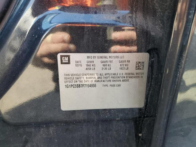 1G1PC5SB7F7194956 - 2015 CHEVROLET CRUZE LT BLACK photo 12