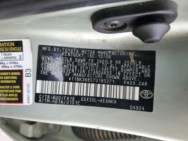 4T1BK36B57U185271 - 2007 TOYOTA AVALON XL მწვანე ფოტო 12