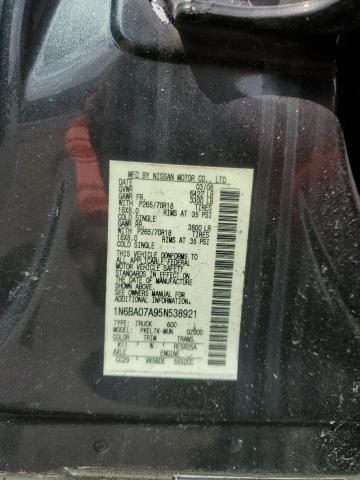 1N6BA07A95N538921 - 2005 NISSAN TITAN XE GRAY photo 12