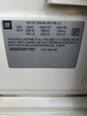 1G6DJ5E32D0175597 - 2013 CADILLAC CTS PERFORMANCE COLLECTION თეთრი ფოტო 12
