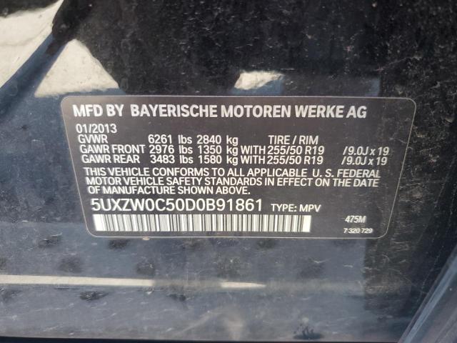 5UXZW0C50D0B91861 - 2013 BMW X5 XDRIVE35D BLACK photo 13