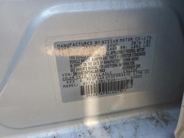 3N1AB7AP3KL607943 - 2019 NISSAN SENTRA S 银色 照片 13