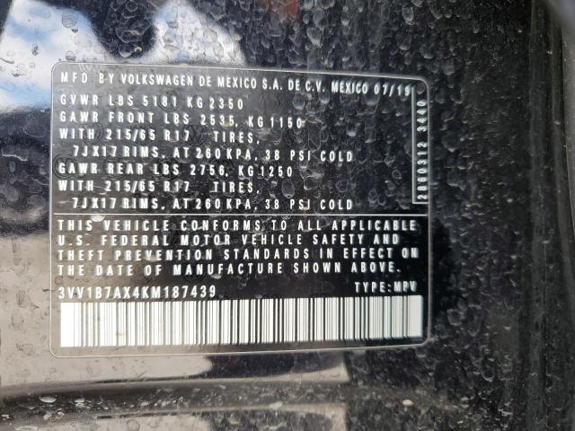 3VV1B7AX4KM187439 - 2019 VOLKSWAGEN TIGUAN S BLACK photo 14