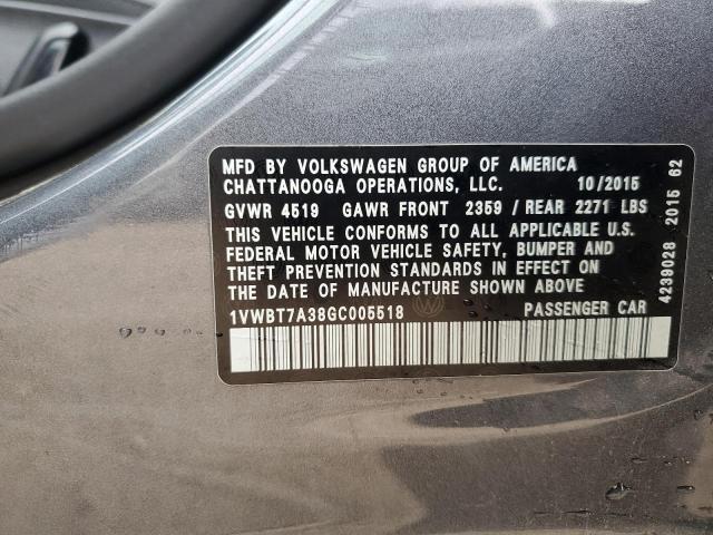 1VWBT7A38GC005518 - 2016 VOLKSWAGEN PASSAT SE GRAY photo 13