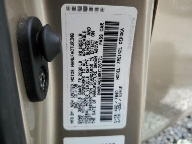 1NXBU40E89Z126771 - 2009 TOYOTA COROLLA BASE GOLD photo 13