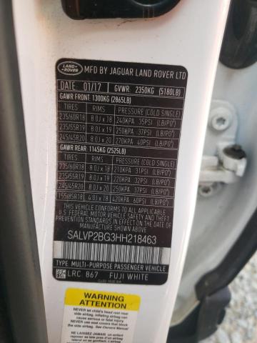 SALVP2BG3HH218463 - 2017 LAND ROVER RANGE ROVE SE WHITE photo 14