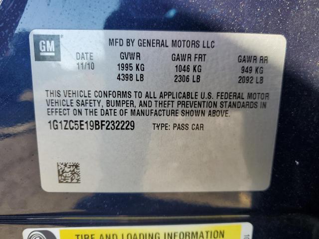 1G1ZC5E19BF232229 - 2011 CHEVROLET MALIBU 1LT BLUE photo 12