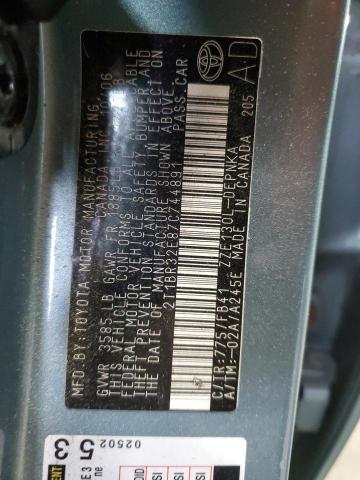 2T1BR32E87C744891 - 2007 TOYOTA COROLLA CE მწვანე ფოტო 12