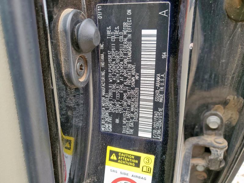 5TDZK3EH6BS035269 - 2011 TOYOTA HIGHLANDER BASE Черный фото 13