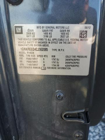 1GNKRJED6CJ392651 - 2012 CHEVROLET TRAVERSE LT BLACK photo 12