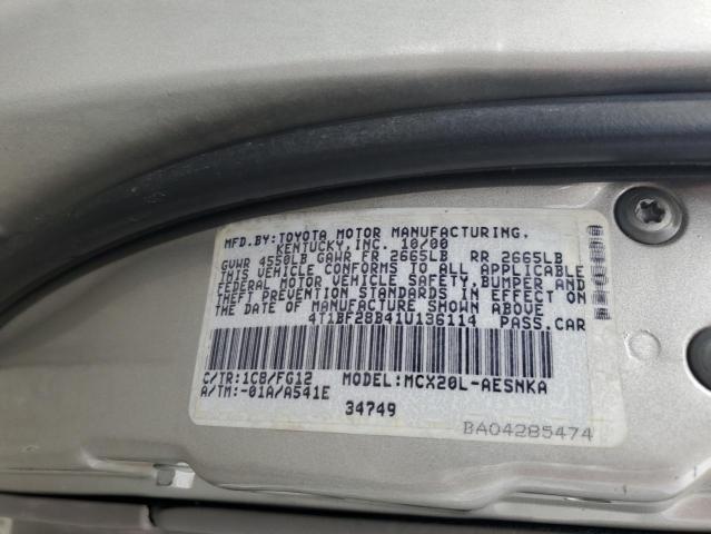 4T1BF28B41U136114 - 2001 TOYOTA AVALON XL Gümüş foto 12