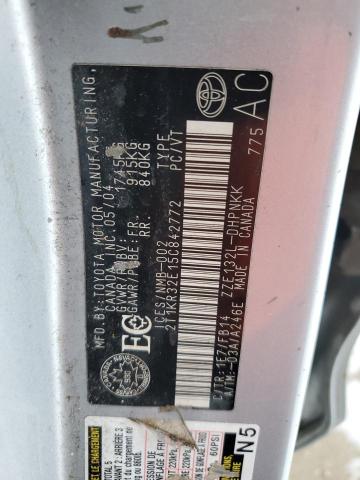 2T1KR32E15C842772 - 2005 TOYOTA COROLLA MA XR SILVER photo 13