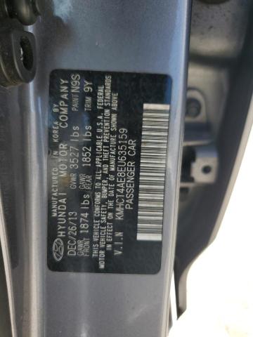 KMHCT4AE8EU635159 - 2014 HYUNDAI ACCENT GLS 灰色 照片 12