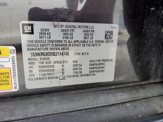 1GNKRGKD8DJ114746 - 2013 CHEVROLET TRAVERSE LT GRAY photo 13