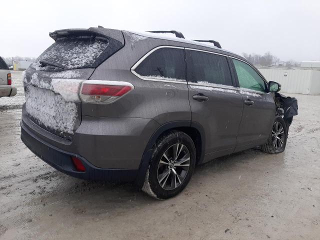 5TDJKRFH8GS354890 - 2016 TOYOTA HIGHLANDER XLE GRAY photo 3