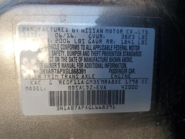 3N1AB7APXGL668391 - 2016 NISSAN SENTRA S GRAY photo 12