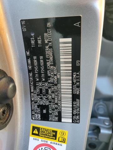 5TDJKRFH4GS313169 - 2016 TOYOTA HIGHLANDER XLE SILVER photo 13