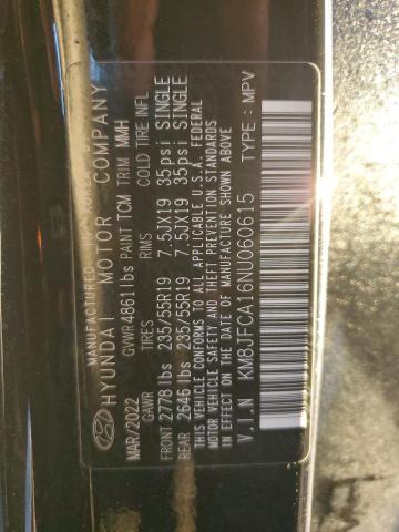 KM8JFCA16NU060615 - 2022 HYUNDAI TUCSON SEL CONVENIENCE 黑色 照片 12