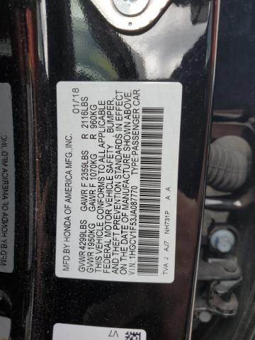 1HGCV1F53JA087770 - 2018 HONDA ACCORD EXL შავი ფოტო 12