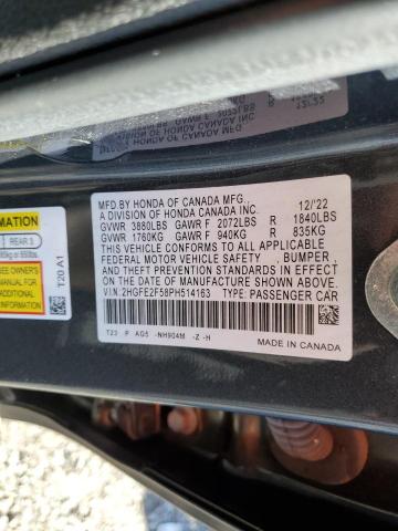 2HGFE2F58PH514163 - 2023 HONDA CIVIC SPORT Gris photo 12