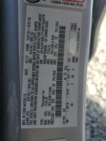 3FADP4BJ7HM134478 - 2017 FORD FIESTA SE SILVER photo 13