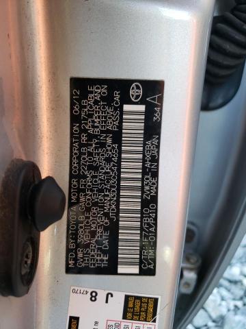 JTDKN3DU3C5474654 - 2012 TOYOTA PRIUS SILVER photo 12