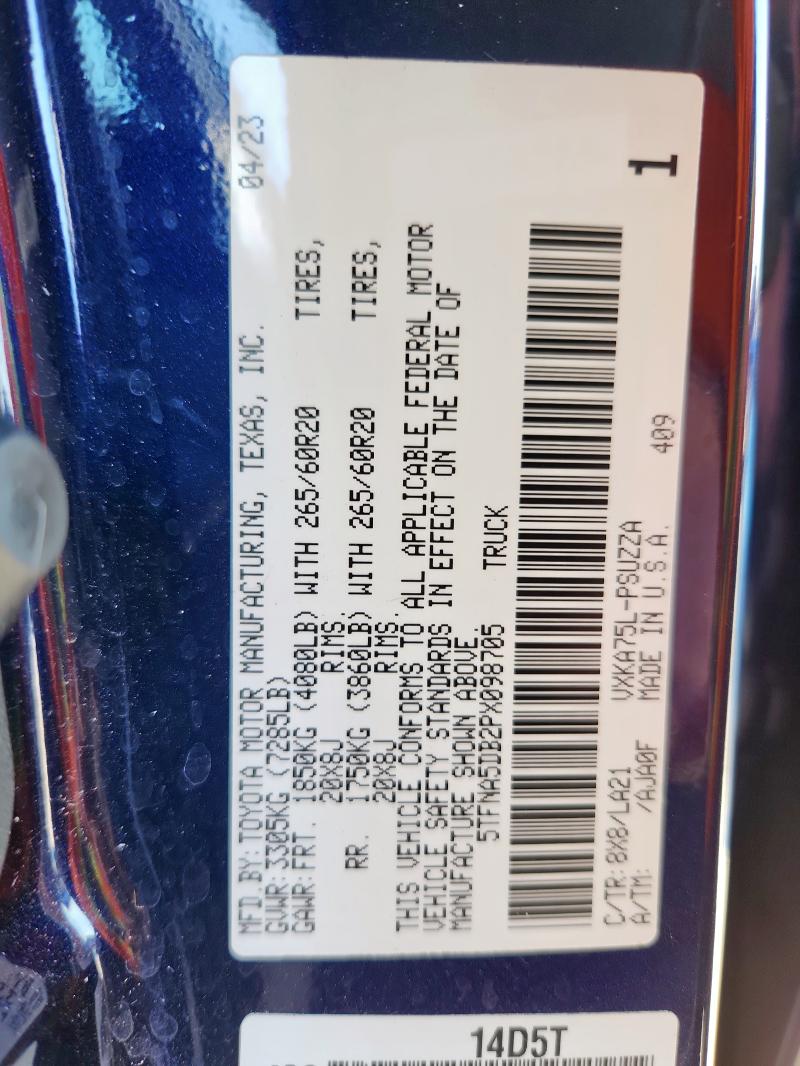 5TFNA5DB2PX098705 - 2023 TOYOTA TUNDRA CREWMAX PLATINUM Mavi foto 13