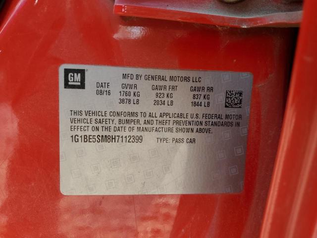 1G1BE5SM8H7112399 - 2017 CHEVROLET CRUZE LT 红色 照片 12