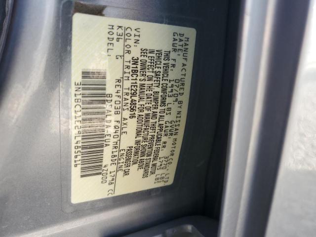 3N1BC11E29L485616 - 2009 NISSAN VERSA S Сұр фото 12