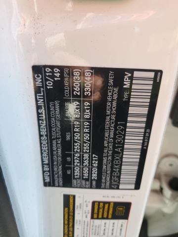 4JGFB4KBXLA130291 - 2020 MERCEDES-BENZ GLE 350 4MATIC WHITE photo 12