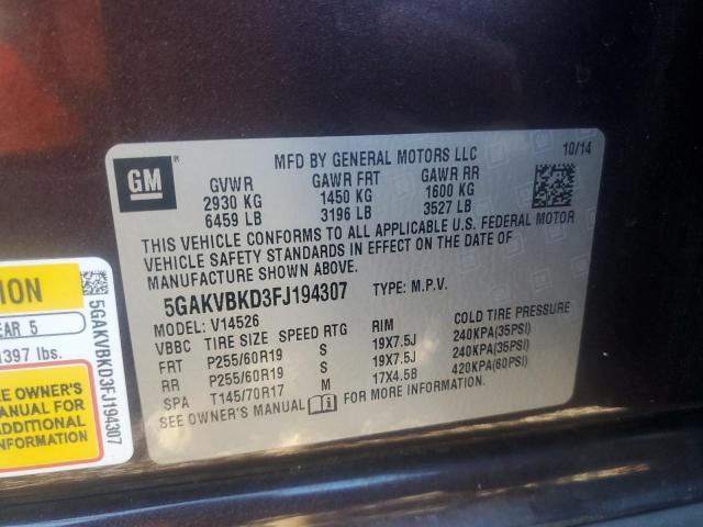 5GAKVBKD3FJ194307 - 2015 BUICK ENCLAVE Коричневий фото 13