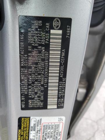 4T1BE32K84U881597 - 2004 TOYOTA CAMRY LE SILVER photo 12