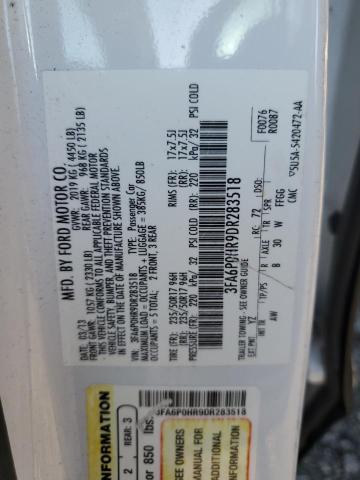 3FA6P0HR9DR283518 - 2013 FORD FUSION SE WHITE photo 12