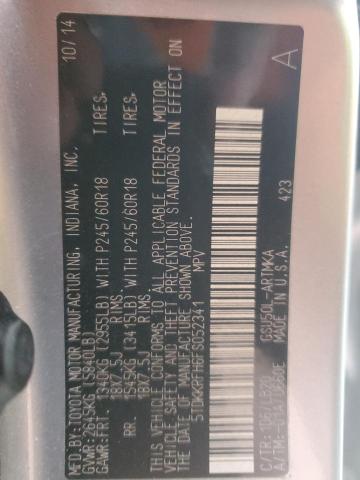 5TDKKRFH6FS052341 - 2015 TOYOTA HIGHLANDER XLE SILVER photo 13