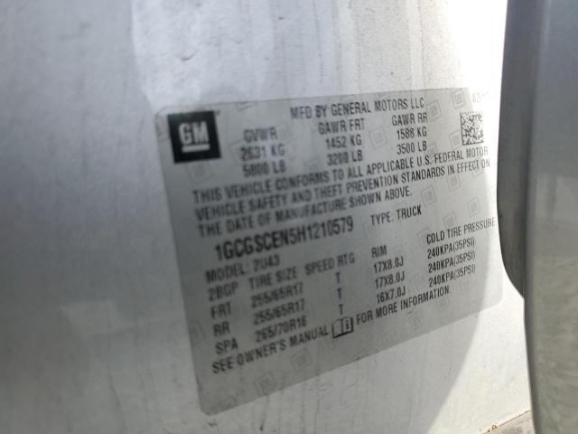 1GCGSCEN5H1210579 - 2017 CHEVROLET COLORADO LT SILVER photo 12