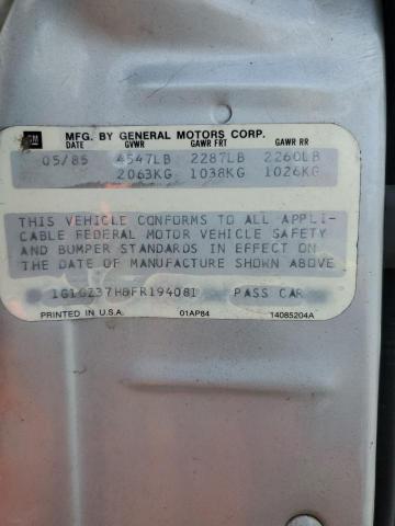 1G1GZ37H8FR194081 - 1985 CHEVROLET MONTE CARL SILVER photo 12