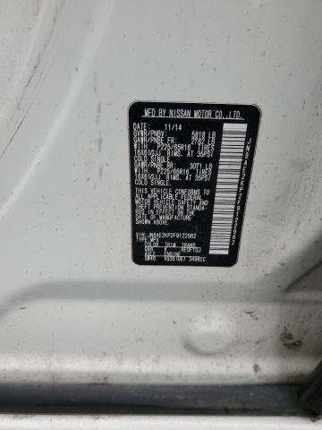 JN8AE2KP2F9122962 - 2015 NISSAN QUEST S WHITE photo 13