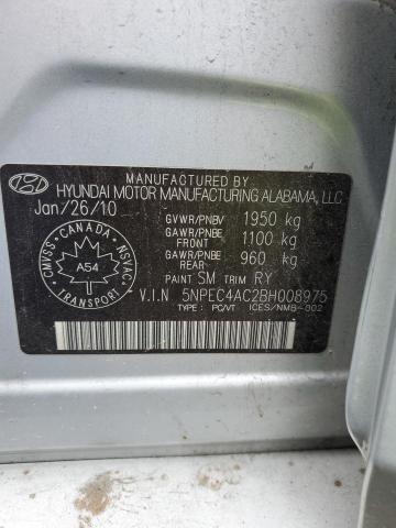 5NPEC4AC2BH008975 - 2011 HYUNDAI SONATA SE ვერცხლისფერი ფოტო 13