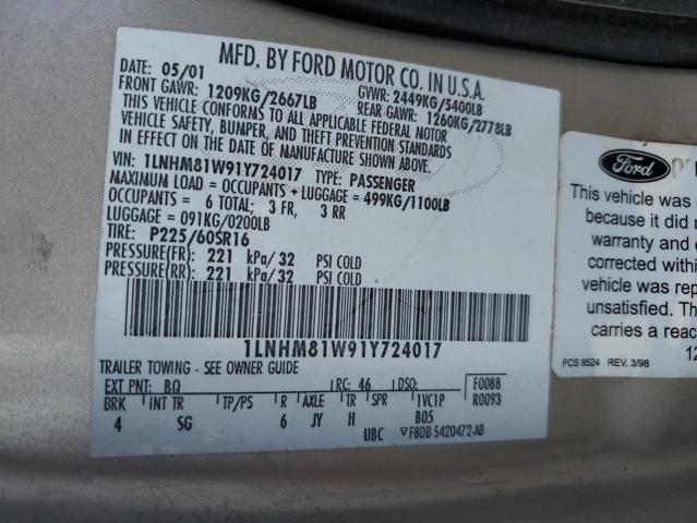 1LNHM81W91Y724017 - 2001 LINCOLN TOWN CAR EXECUTIVE Creme Foto 12