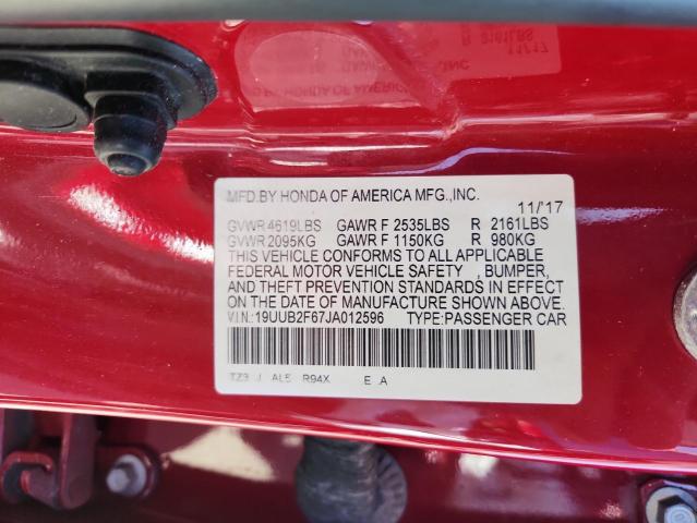19UUB2F67JA012596 - 2018 ACURA TLX TECH+A Красный фото 12